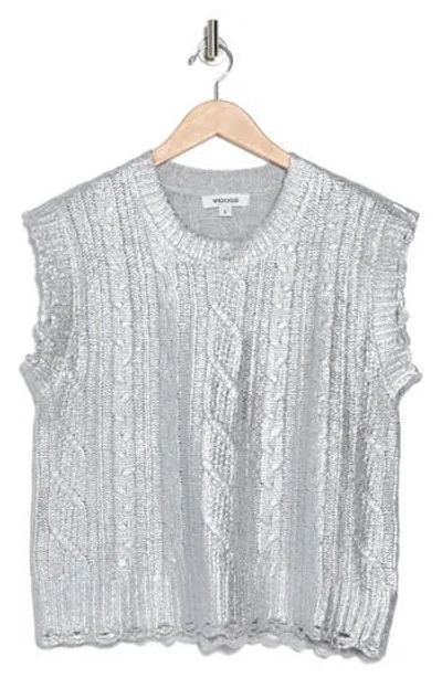 Vigoss Metallic Cable Stitch Sweater Tank In Silver