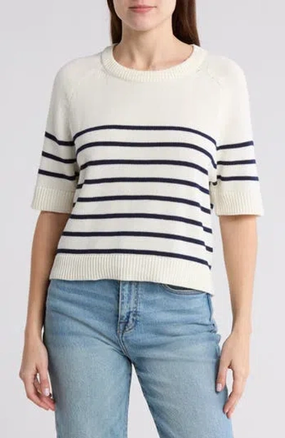 Vigoss Nautical Stripe Short Sleeve Sweater In White