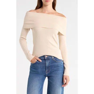 Vigoss Off The Shoulder Long Sleeve Sweater In Neutral