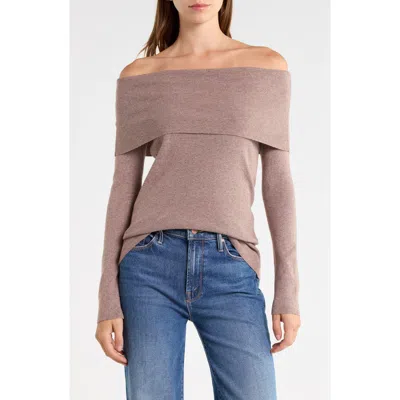 Vigoss Off The Shoulder Long Sleeve Sweater In Neutral