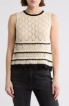 Vigoss Open Stitch Ruffle Sleeveless Sweater In New Natural