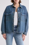 Vigoss Oversize Denim Shacket In Medium Wash
