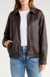 Vigoss Oversize Faux Leather Jacket In Brown
