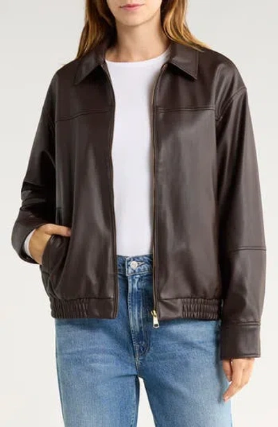 Vigoss Oversize Faux Leather Jacket In Brown