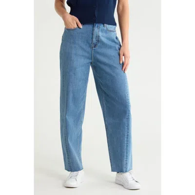 Vigoss Parker Seamed High Waist Barrel Leg Jeans In Med Wash
