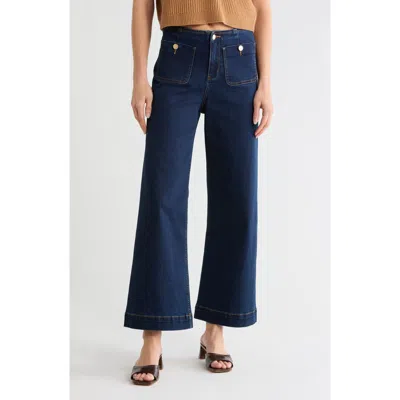 Vigoss Patch Pocket High Waist Wide Leg Jeans In Dark Wash