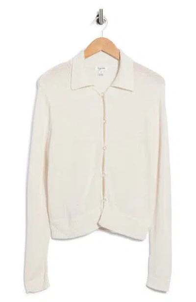 Vigoss Pearl Button Cardigan In White