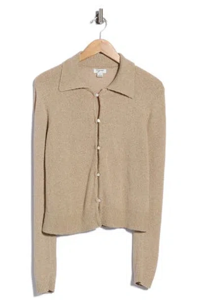Vigoss Pearl Button Cardigan In Neutral