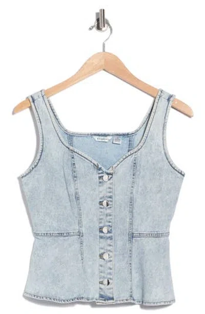 Vigoss Peplum Denim Top In Light Wash
