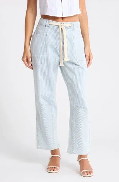 Vigoss Pinstripe Barrel Leg Jeans In Multi