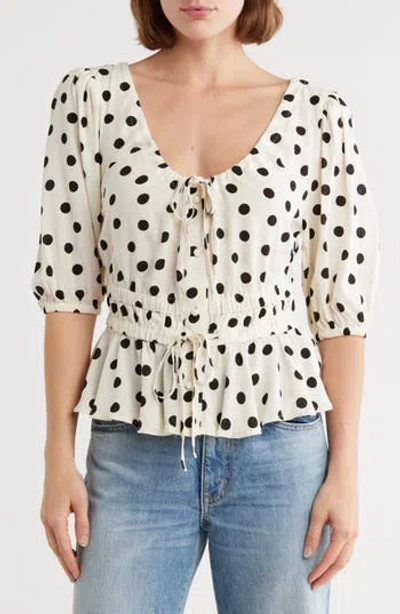 VIGOSS VIGOSS POLKA DOT PEPLUM TOP