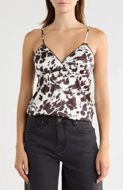 Vigoss Printed Satin Babydoll Camisole In Multi