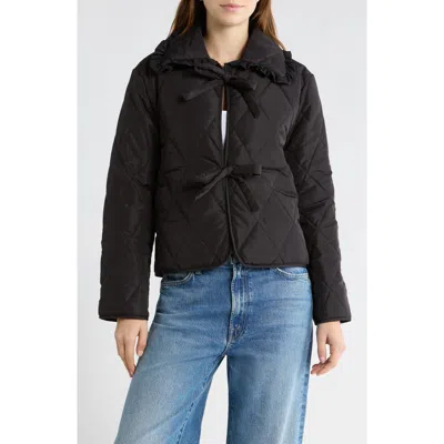 Vigoss Quilted Tie Front Jacket In Black