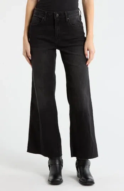 Vigoss Raw Hem Barrel Leg Jeans In Black