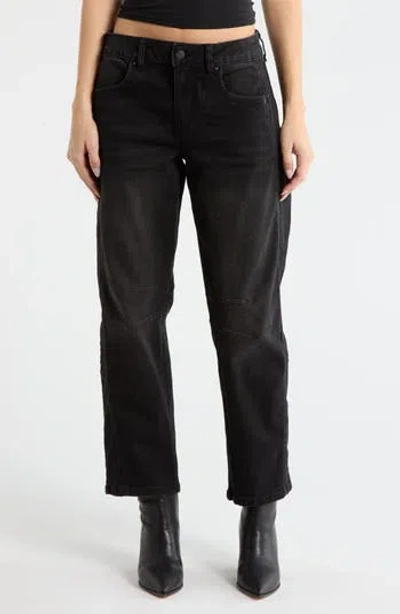 Vigoss Retro Raw Hem Ankle Palazzo Jeans In Black