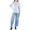 Vigoss Ribbed Sideslit Turtleneck Sweater In Light Gray In Blue