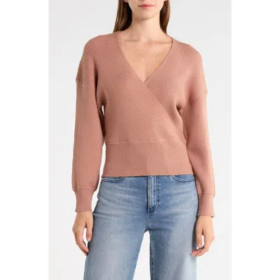 Vigoss Ribbed Wrap Sweater In Neutral