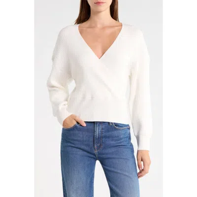 Vigoss Ribbed Wrap Sweater In White