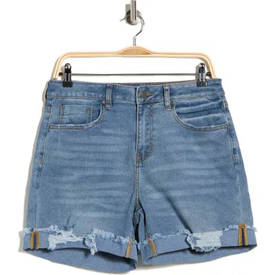 Vigoss Rolled Cuff High Waist Denim Shorts In Blue
