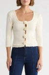 Vigoss Rosette Scoop Neck Knit Top In Neutral