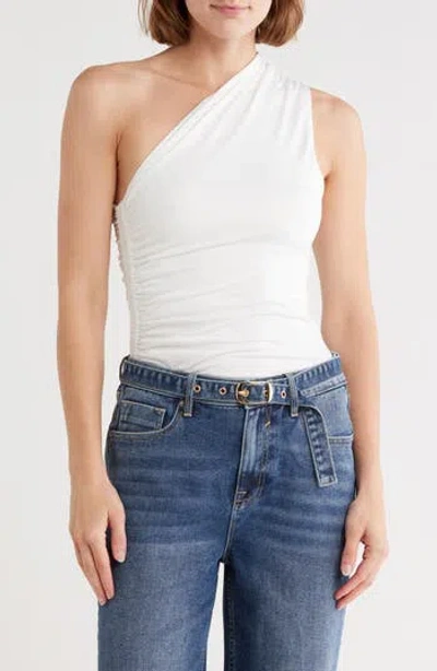 Vigoss Ruched One-shoulder Top In White