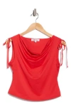 Vigoss Ruched Slinky Tie Top In Red