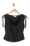 Vigoss Ruched Slinky Tie Top In Black