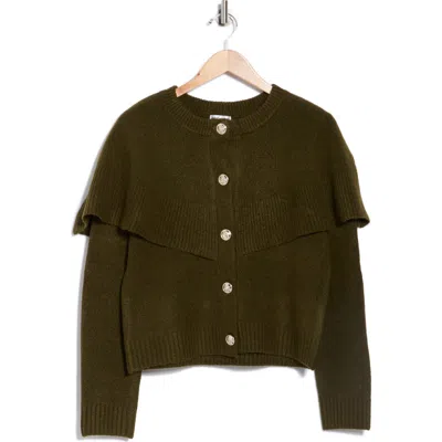 Vigoss Ruffle Cardigan In Brown