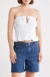 Vigoss Ruffle Scrunch Strapless Crop Top