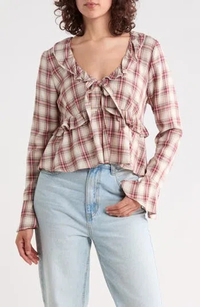 Vigoss Ruffle V-neck Top In Creme Combo