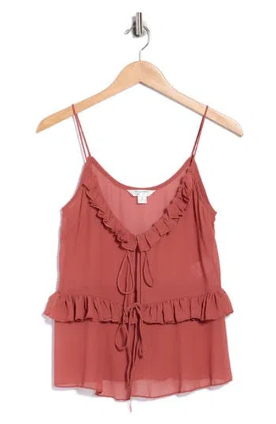 Vigoss Ruffled Trim Camisole In Marsala