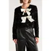 Vigoss Satin Bow Sequin Jacket In Black