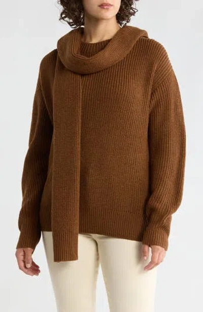 Vigoss Scarf Neck Sweater In Brown