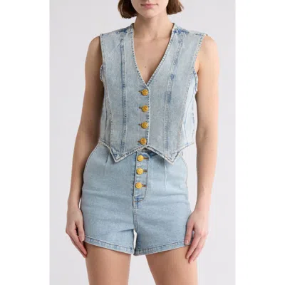 Vigoss Seamed Denim Vest In Light Wash