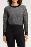 Vigoss Shadow Rib Crewneck Sweater In Black