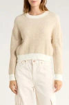 Vigoss Shadow Rib Crewneck Sweater In Neutral
