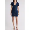 Vigoss Short Sleeve Button-front Denim Dress In Dark Wash