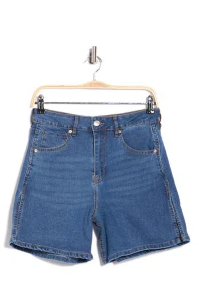Vigoss Side Slit Denim Shorts In Blue