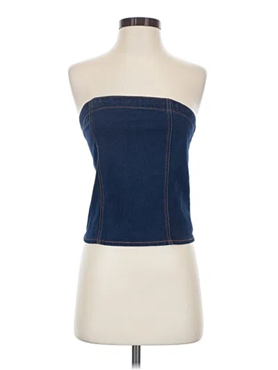 Pre-owned Vigoss Sleeveless Top Blue Strapless Neckline Tops