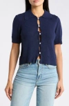 Vigoss Slub Collared Sweater In Blue