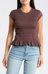 Vigoss Smocked T-shirt In Brown