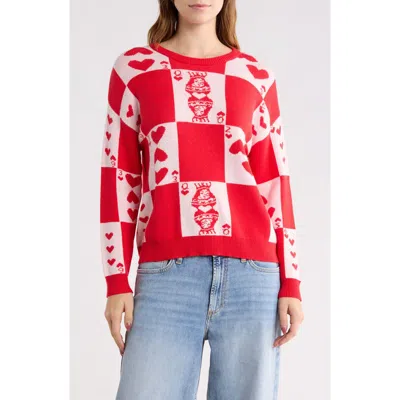 Vigoss Solitaire Hearts Sweater In Red
