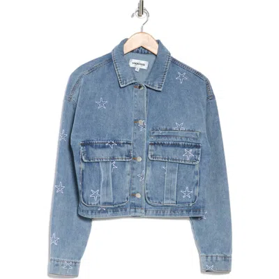 Vigoss Star Embroidered Denim Jacket In Light Wash