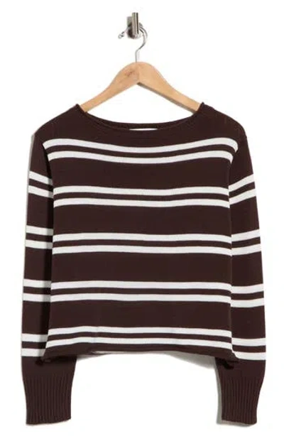 Vigoss Stripe Boat Neck Crop Sweater In Multi