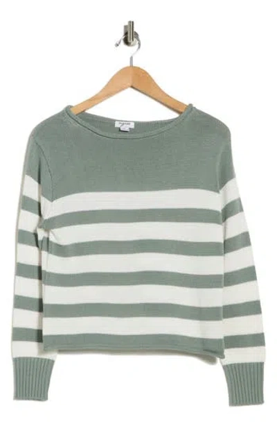 Vigoss Stripe Boat Neck Sweater In Green