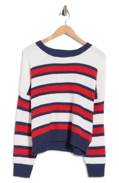 Vigoss Stripe Boxy Crewneck Sweater In Multi