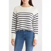 Vigoss Stripe Boxy Crop Cotton Blend Sweater