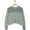 Vigoss Stripe Boxy Crop Cotton Blend Sweater In Multi