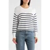 Vigoss Stripe Boxy Crop Cotton Blend Sweater