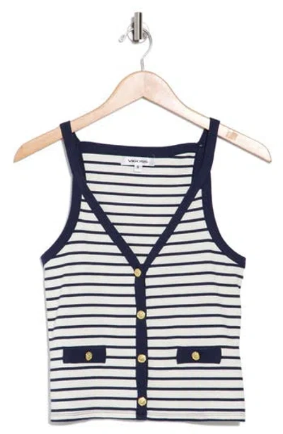 Vigoss Stripe Button Front Tank